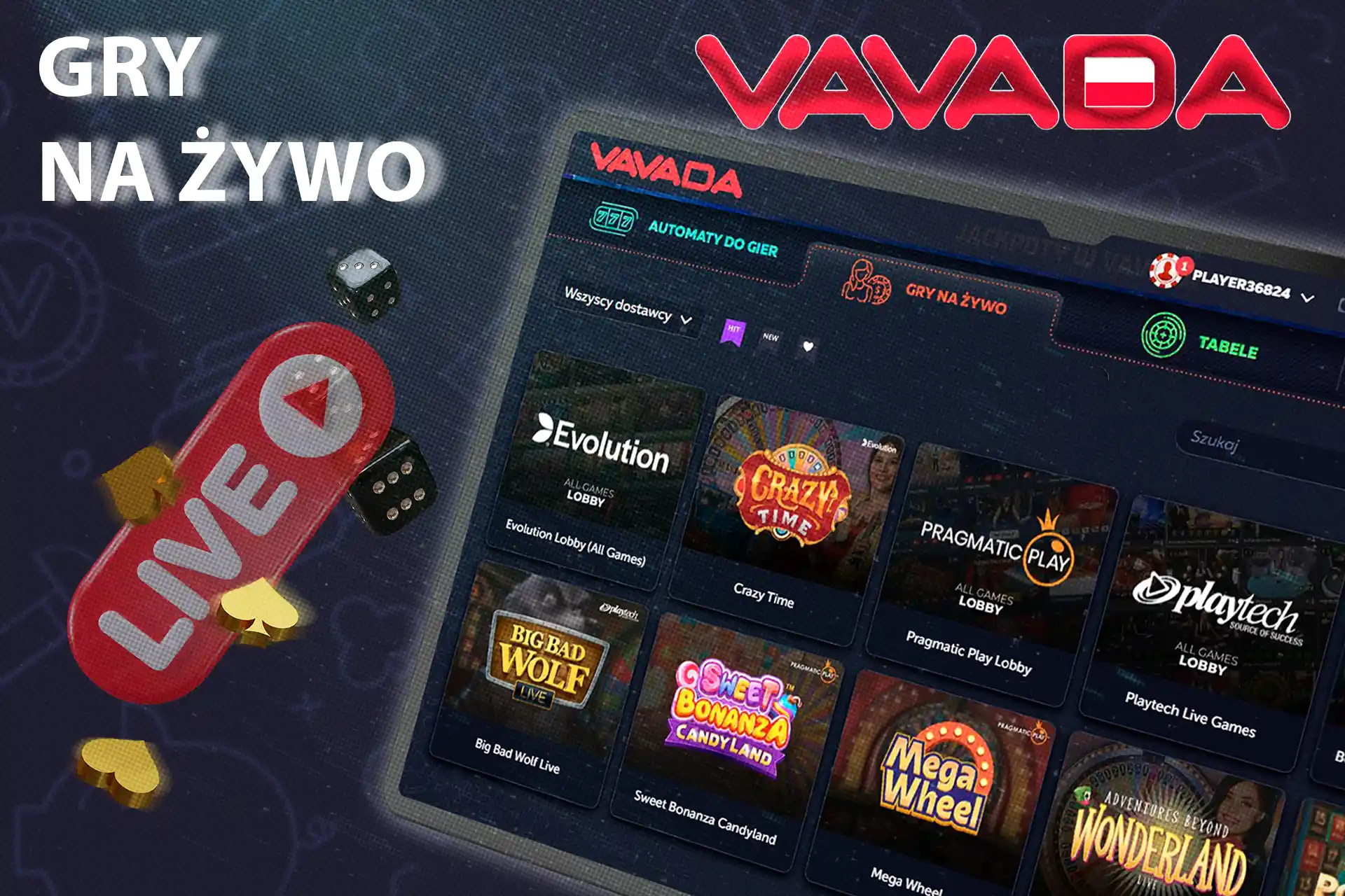 Tysiące najlepszych spēļu hazardowych czeka na Ciebie w naszym kazino na żywo